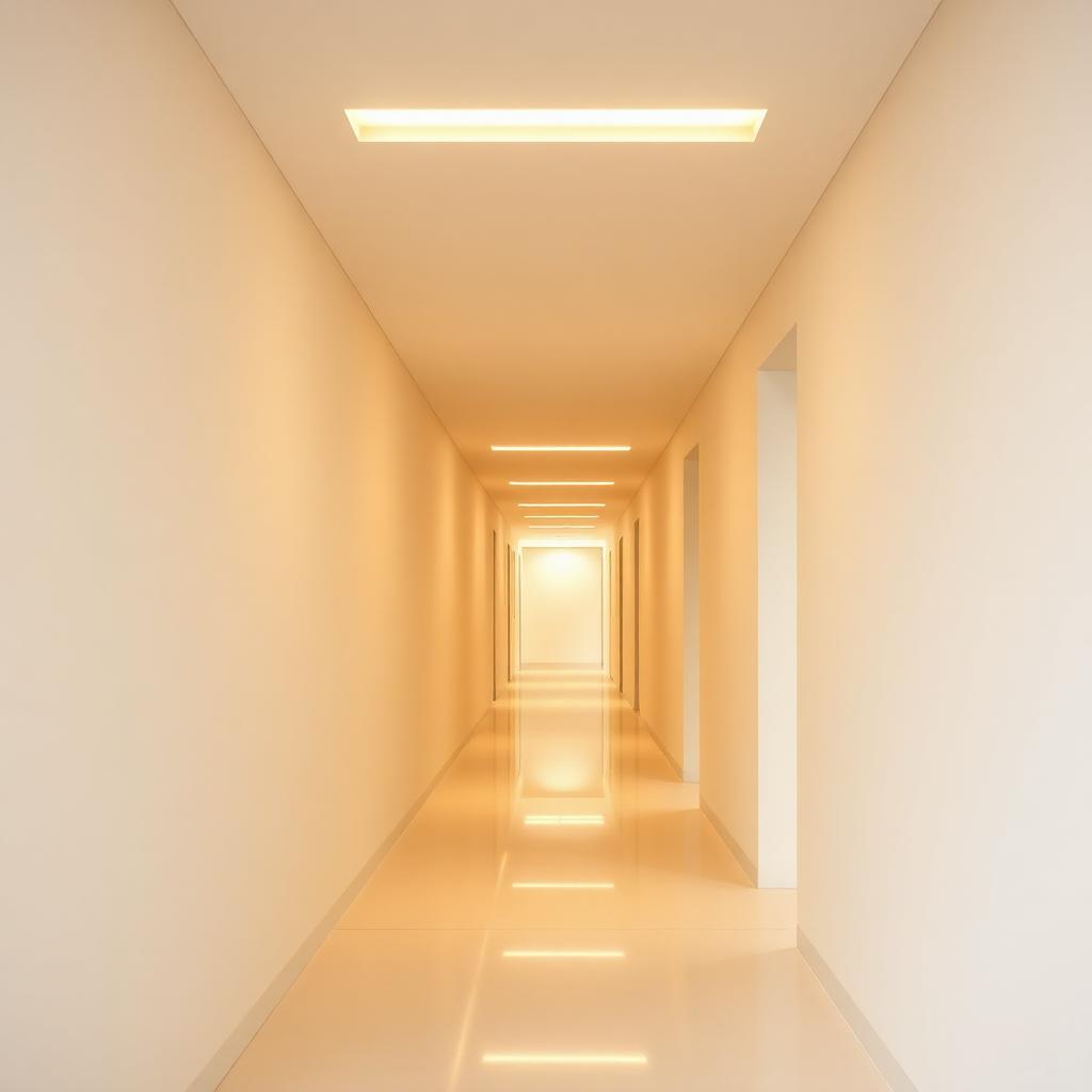 Corridoio moderno con tagli di luce lineari a soffitto in cartongesso — AvmLed Pescara Francavilla al Mare