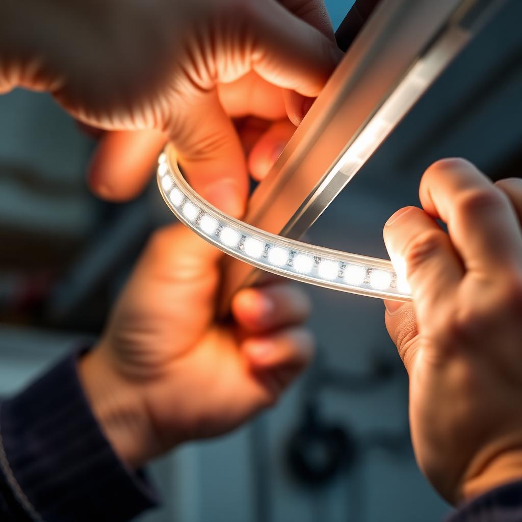Installazione professionale di striscia LED su profilo in alluminio anodizzato — laboratorio AvmLed Francavilla al Mare
