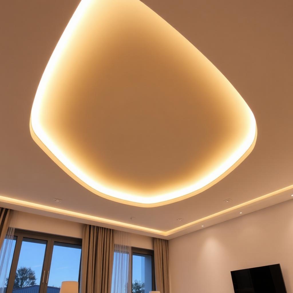 Taglio di luce lineare in cartongesso a soffitto con LED 3000K in soggiorno moderno — realizzazione AvmLed Pescara Francavilla al Mare
